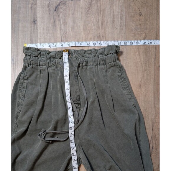 NWOT Free People Margate Pleated Pants Size M Paperbag Super High Rise Green - Picture 8 of 12
